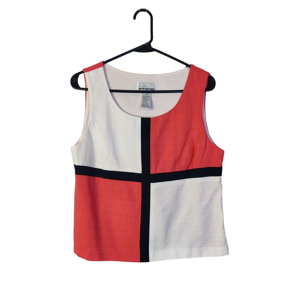Vintage Petite Perceptions Mod Geometric Square Tank Top 10P Retro 60s Inspired